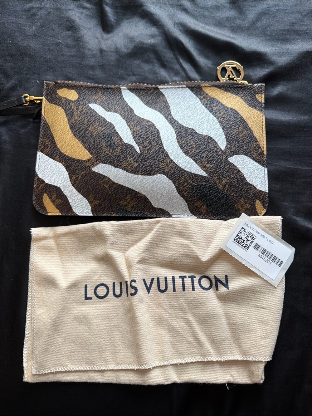Louis Vuitton Brown White Gold Monogram Zebra Pouch